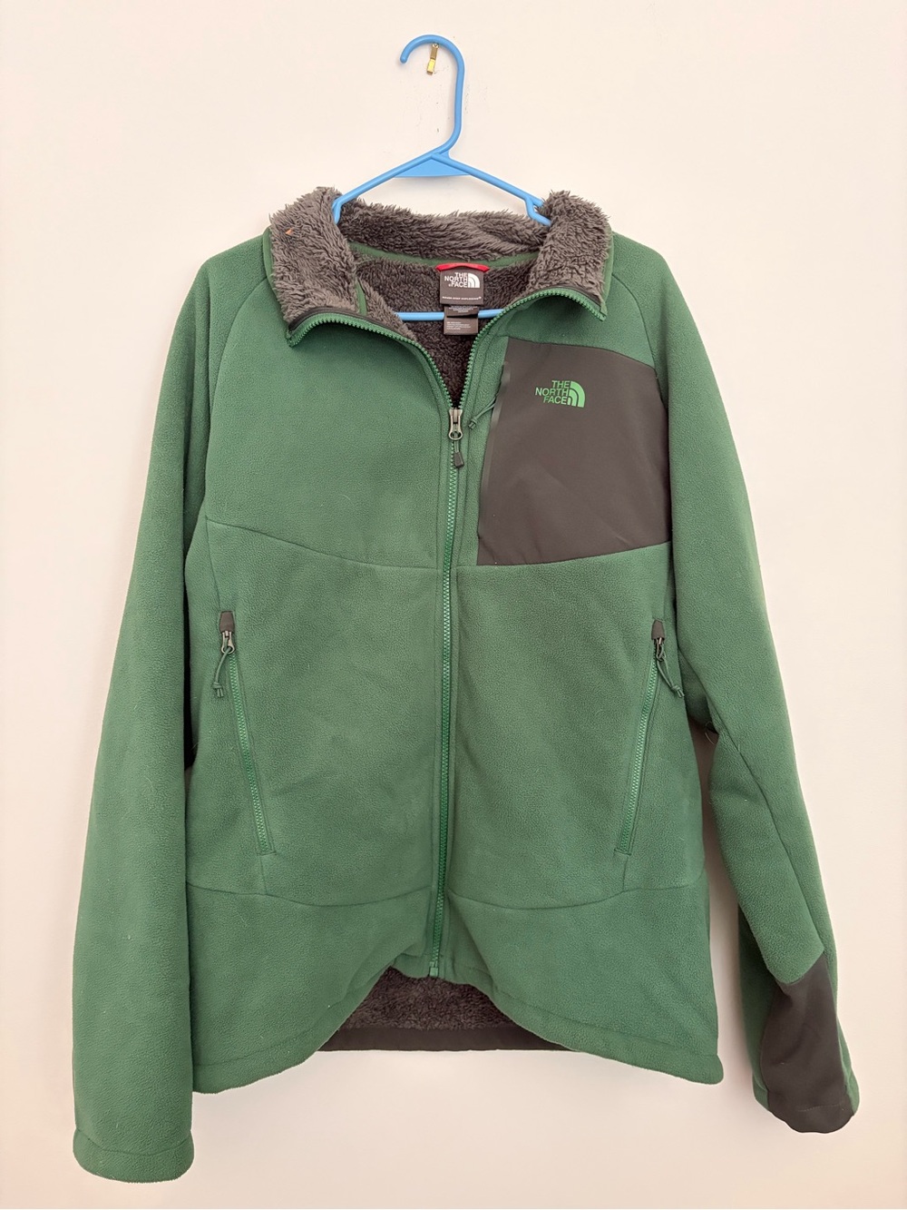 The North Face Green Fleece Jacket with Dark Gray Accents